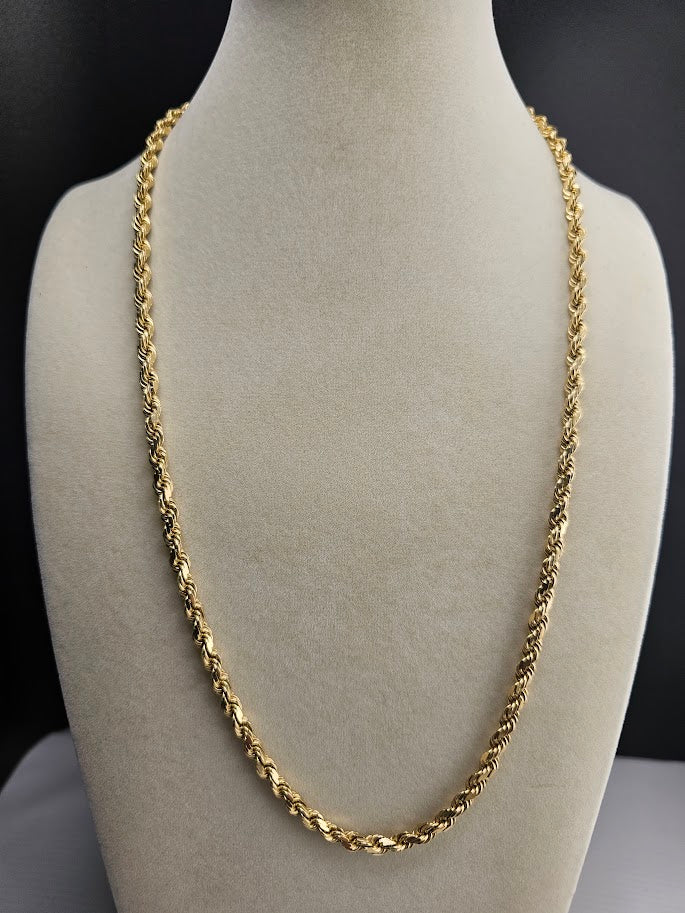 24" 14k Yellow Gold Rope 5mm
