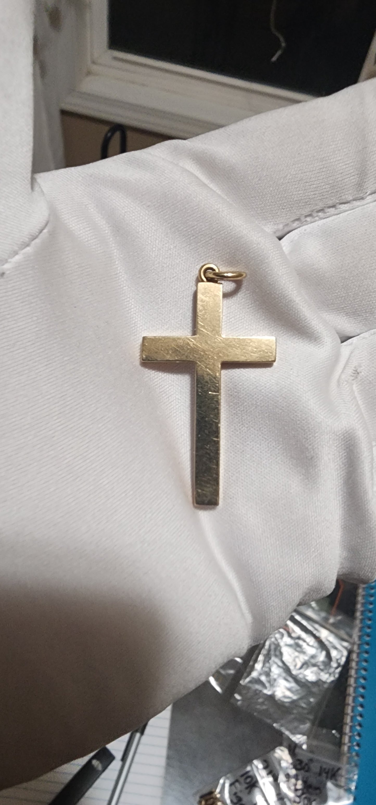 14K Gold Tiffany Cross Pendant – 2 Inch