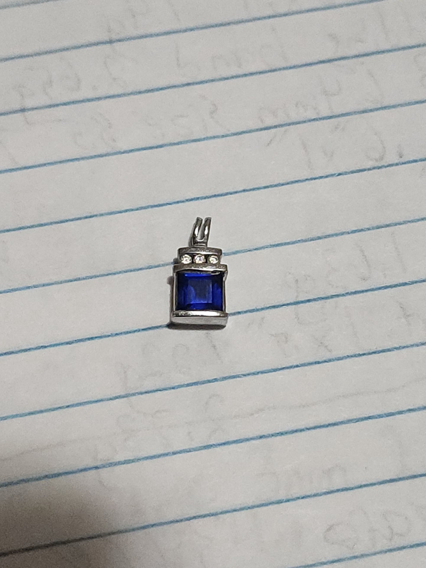 14K White Gold Sapphire & Diamond Pendant (3g)