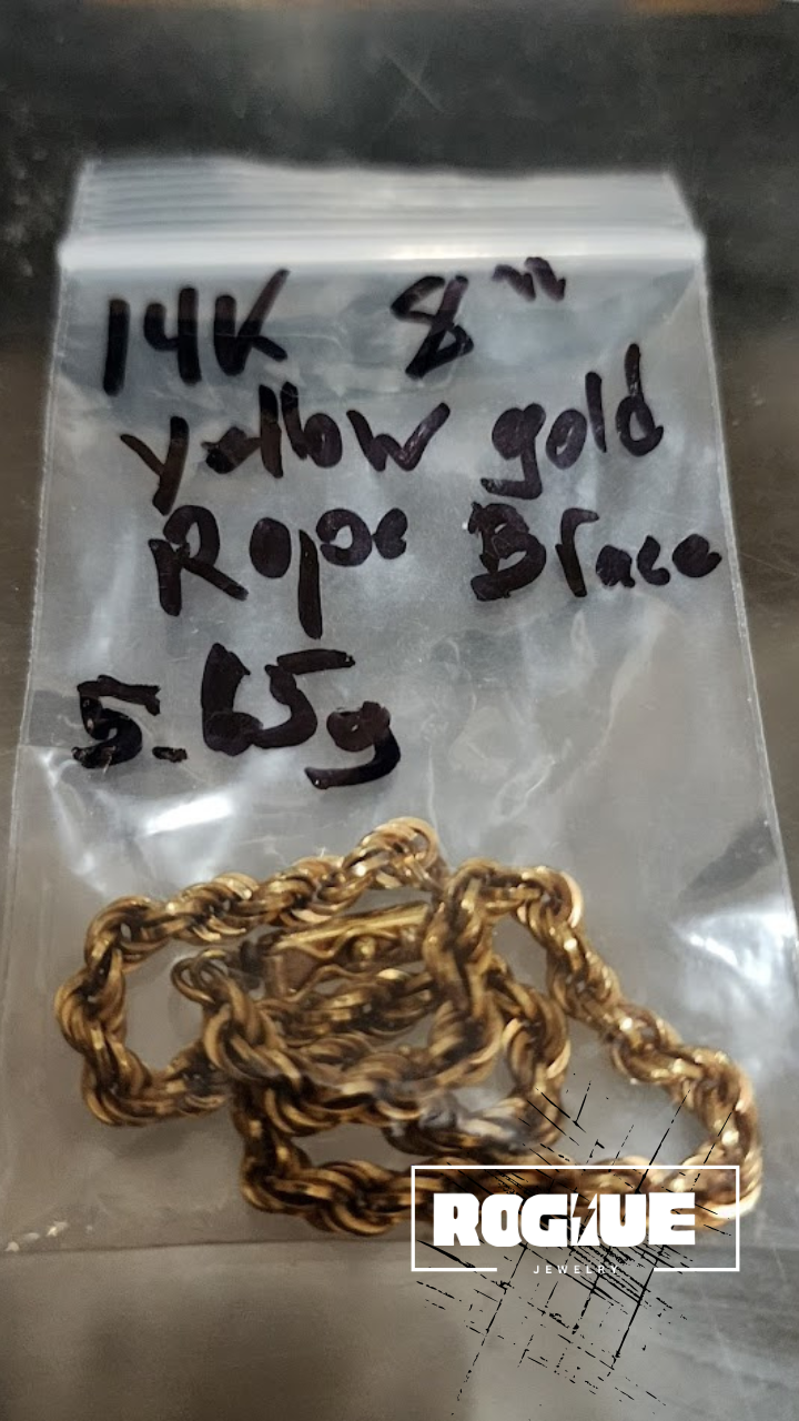 pic of 14k rope gold bracelet in bag