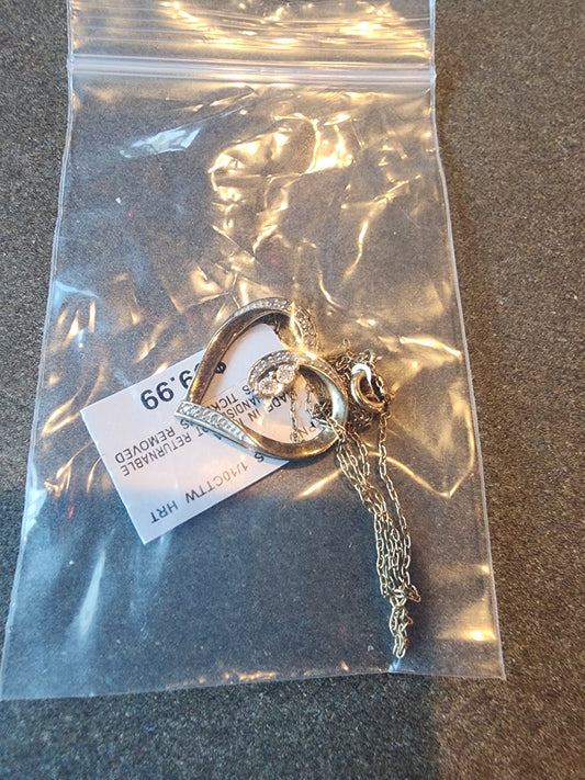 8K Plated Silver Heart Necklace & Pendant