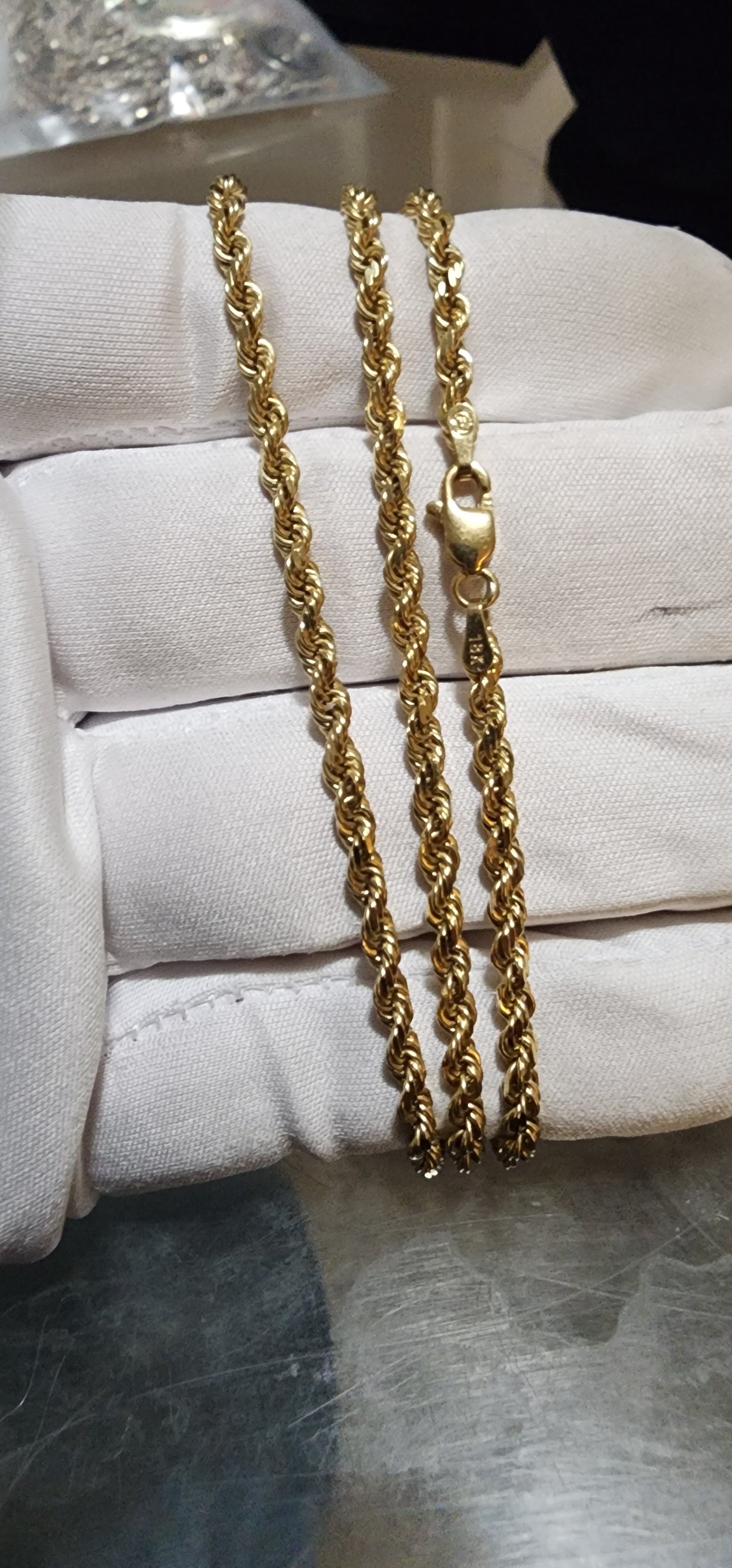 22' 18K Gold Rope Chain 3mm
