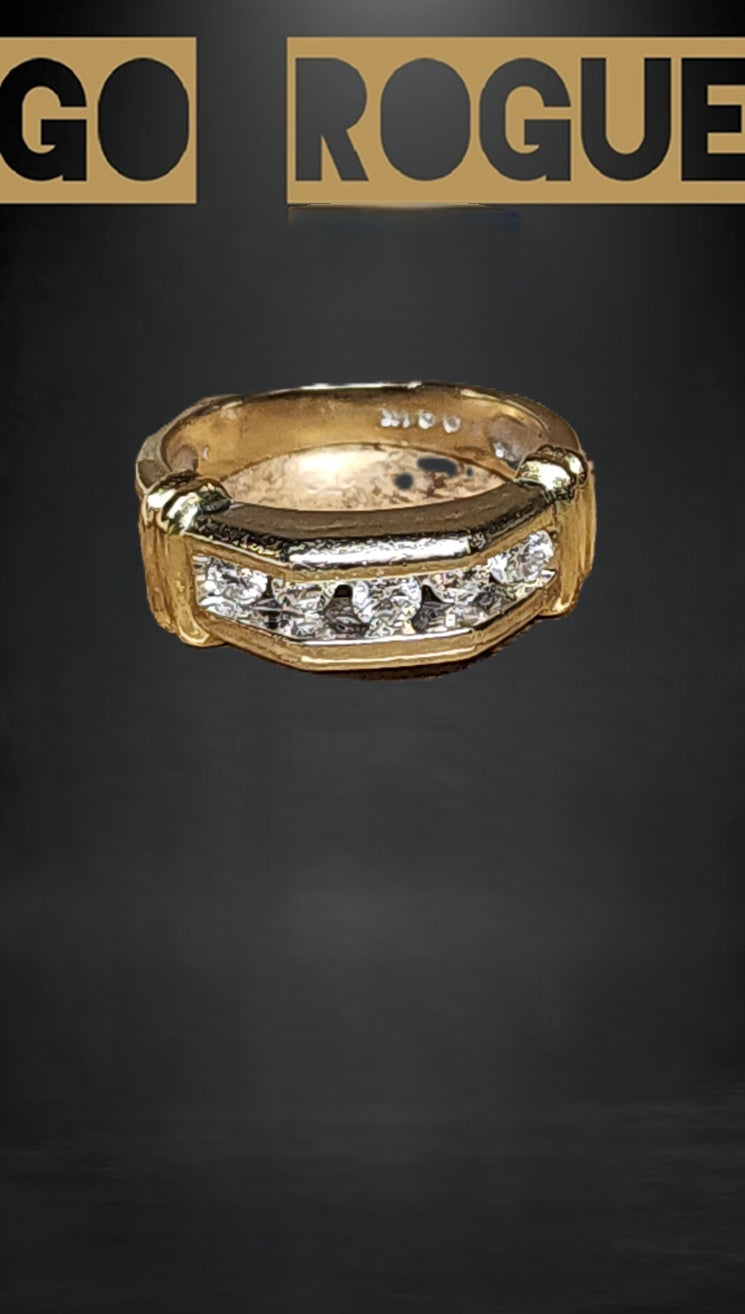 14k Gold Diamond Stack Men's Ring