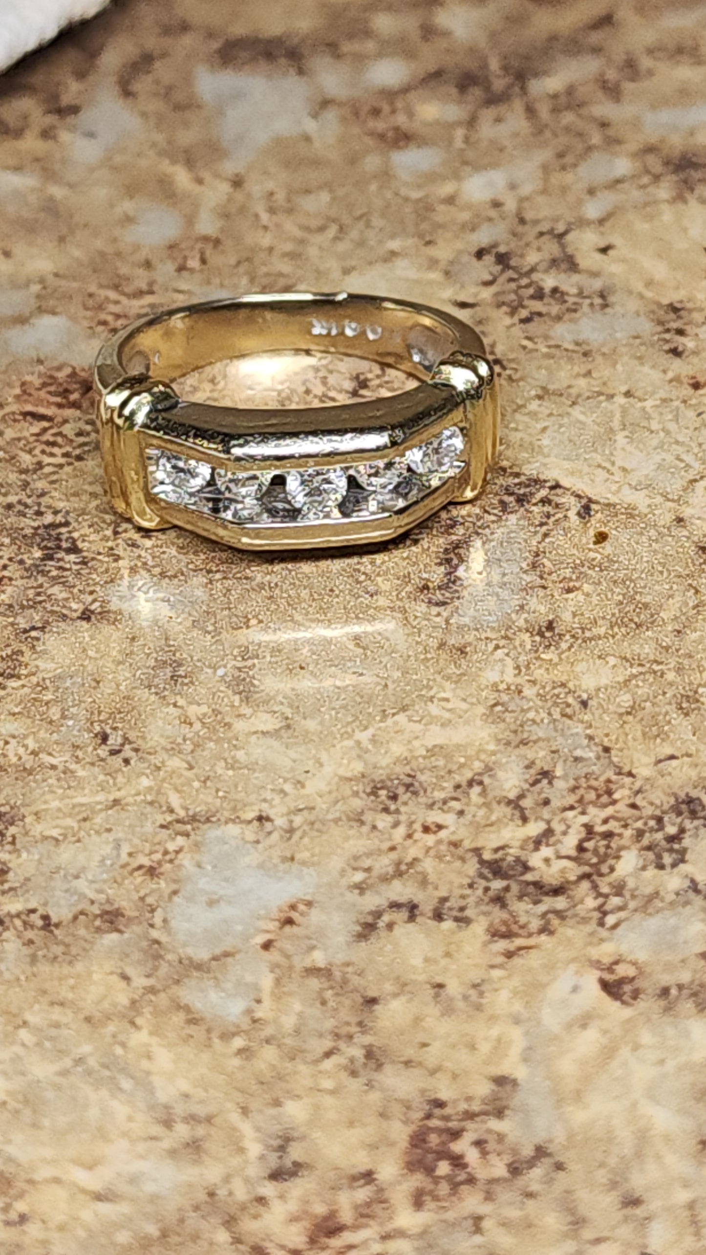 Men’s 14K Gold Diamond Stacked Ring – Size 8