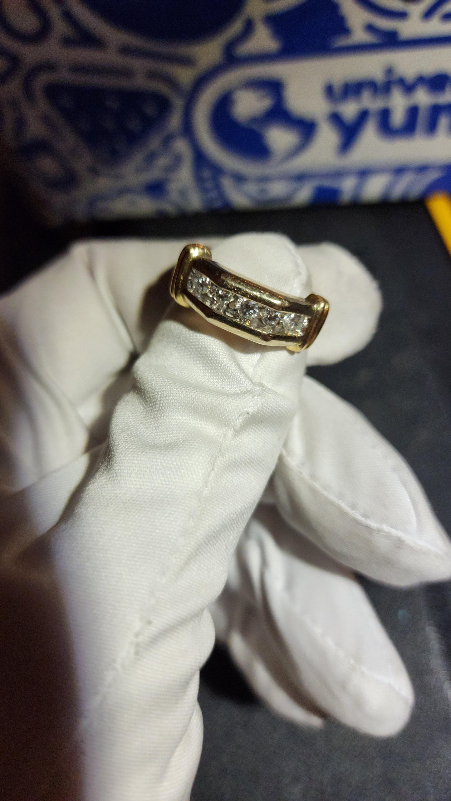 Men’s 14K Gold Diamond Stacked Ring – Size 8