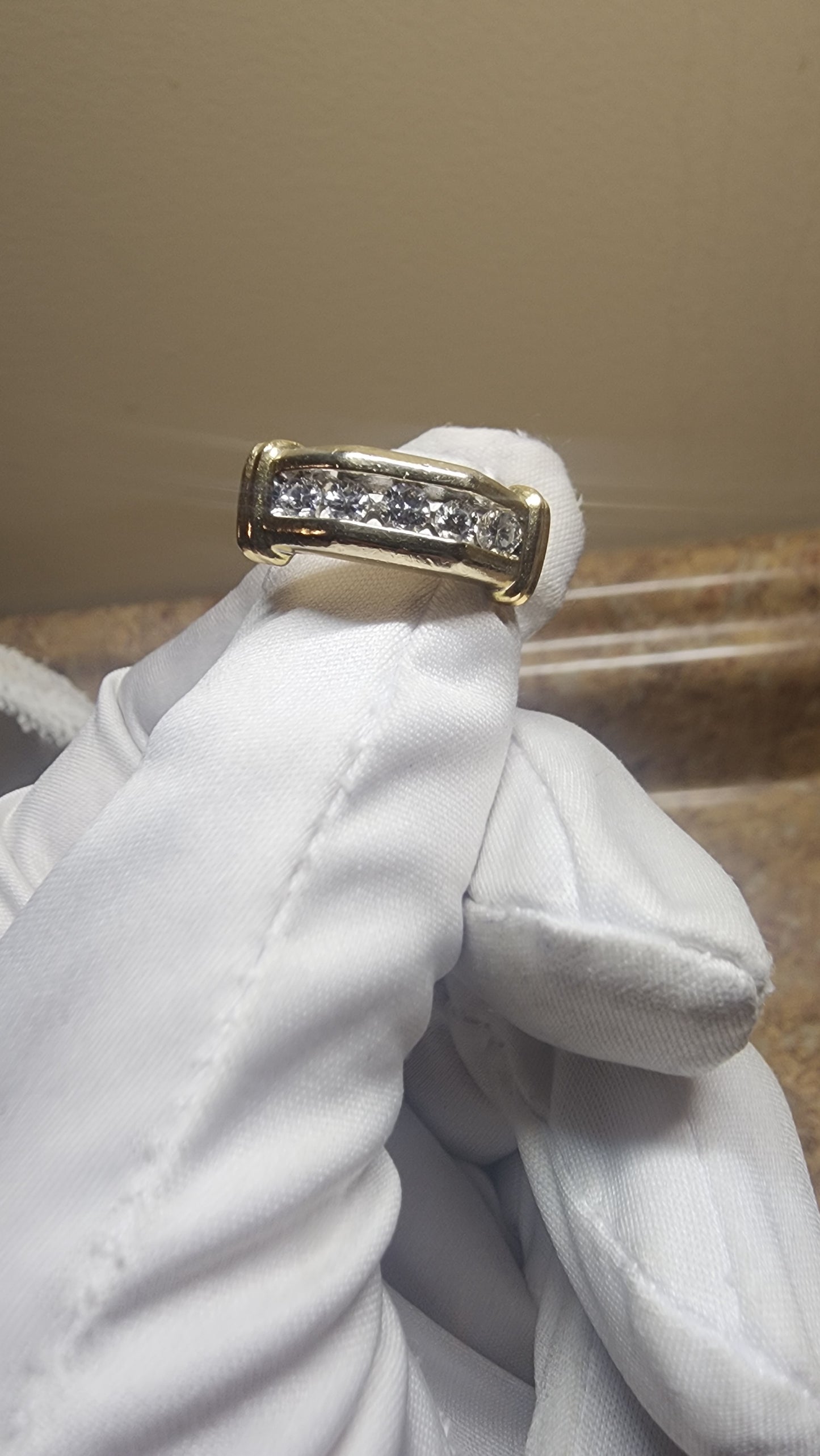 Men’s 14K Gold Diamond Stacked Ring – Size 8